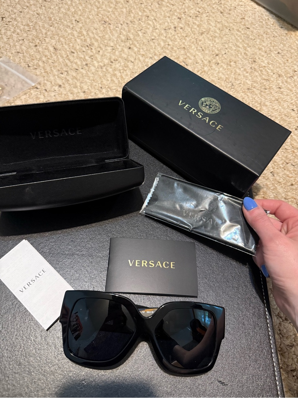 Versace Black Oversized Square Sunglasses